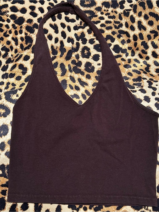 H&M Tops - H&M Dark Brown Cropped Halter Top